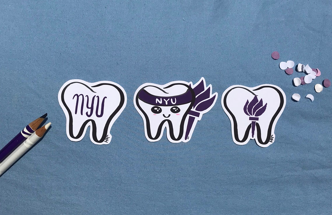 NYU Dentistry Sticker Set New York University College of Etsy