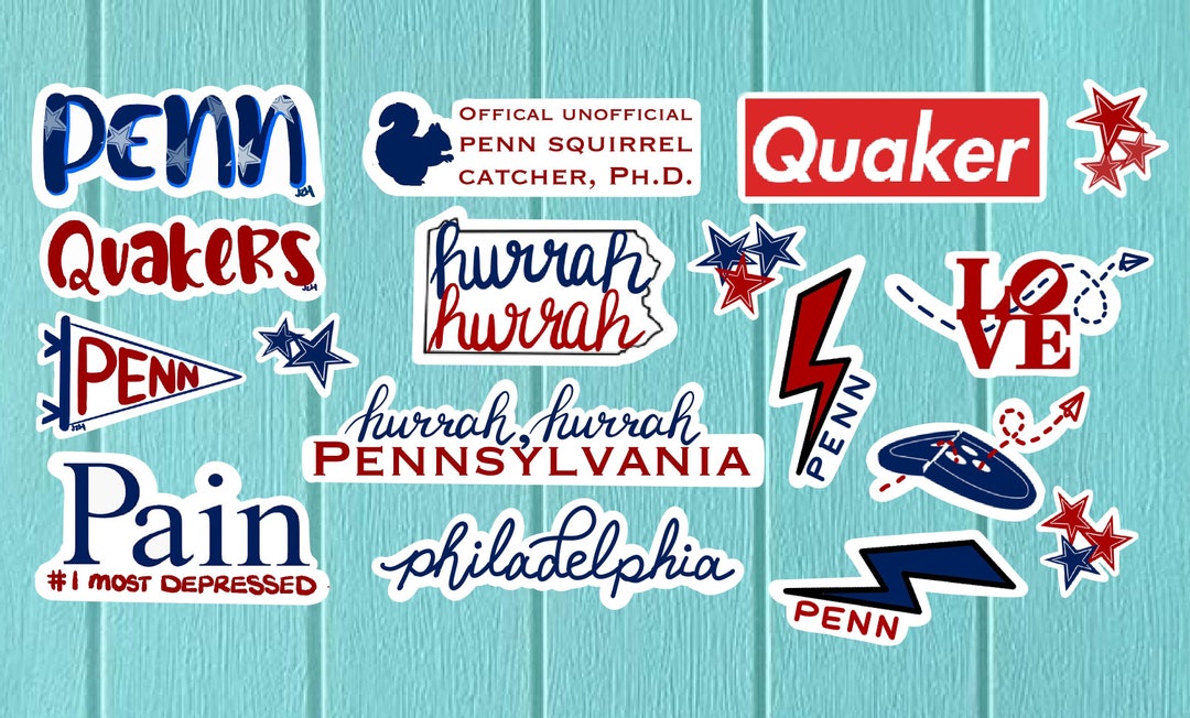 Penn Sticker Set University of Pennsylvania Stickers Upenn Quakers Penn