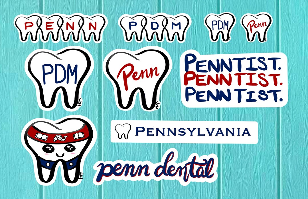 Penn Dental Sticker Set Upenn School of Dentistry Stickers Etsy