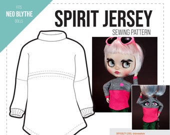 Spirit Jersey - Neo Blythe, Azone, Obitsu 24 - Puppenkleidung Schnittmuster Digitales PDF - Mit Fotos und Video-Tutorial - 1:6 Blythe / Pullip