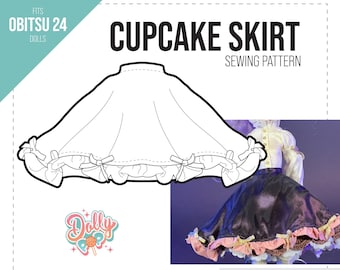 Cupcake Skirt - Obistu 24 (OB24) - Doll Clothing Pattern Digital PDF - With Photos and Video Tutorial, 1/6 scale Blythe / Pullip
