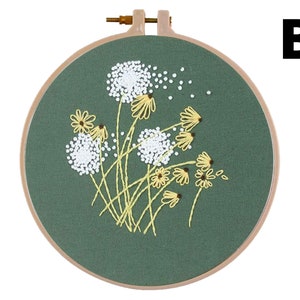 Embroidery Starter Kit w/ Floral Pattern and Instructions Cross Stitch Kit w/ Floral Pattern 1 Hoop, Cloth, Color Floss and Needles Pattern B