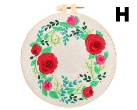 Embroidery Starter Kit w/ Floral Pattern and Instructions - Cross Stitch Kit