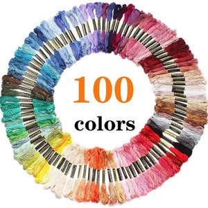 Embroidery Floss 100 Skeins Friendship Bracelets Floss Rainbow Color Embroidery Thread Cross Stitch Floss with 12 Floss Bobbins