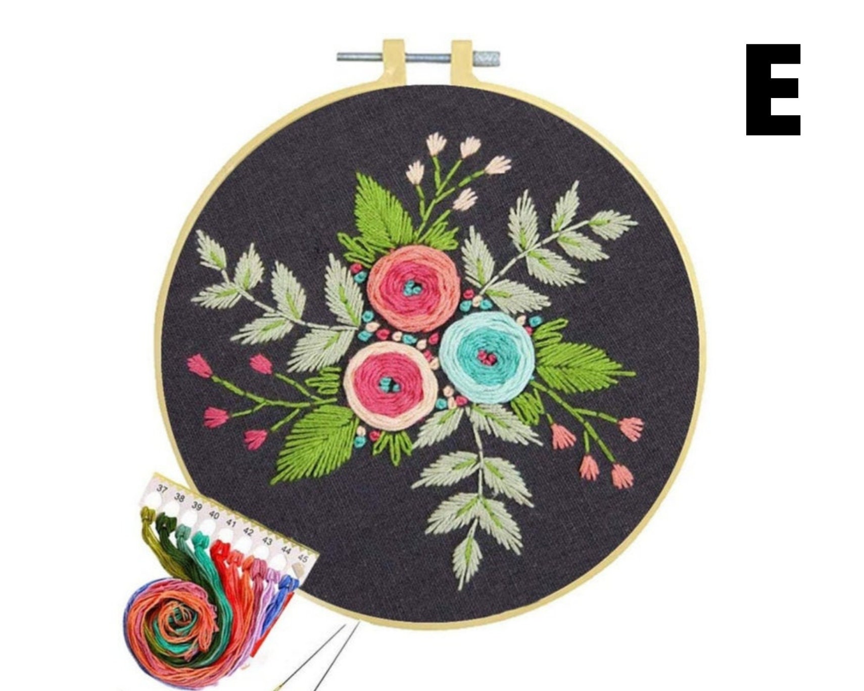 New Design Beginner Embroidery Full Kit With Hoop Wall Decor DIY Craft Kit  Stay at Home Handmade Embroidery Flowers Kids Crafts 