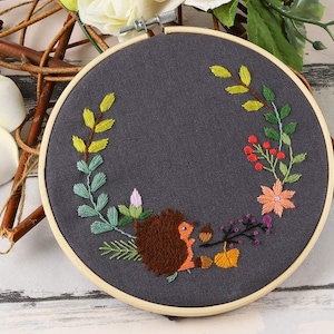 Embroidery Starter Kit w/ Floral Pattern and Instructions - Cross Stitch Kit w/ Floral Pattern - 1 Hoop, Cloth, Color Floss and Needles