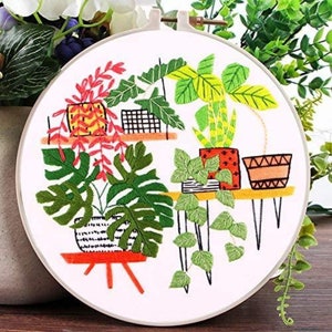 DIY Art Craft - Beginner Embroidery, Succulents, Hoop Art Hand Embroidery Art, Modern Embroidery DIY Kit, Floral Hoop Art, Adult Craft Kit