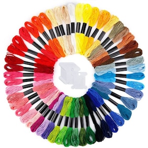 Embroidery Floss 50 Skeins Friendship Bracelets Floss Rainbow Color Embroidery Thread Cross Stitch Floss with 12 Floss Bobbins