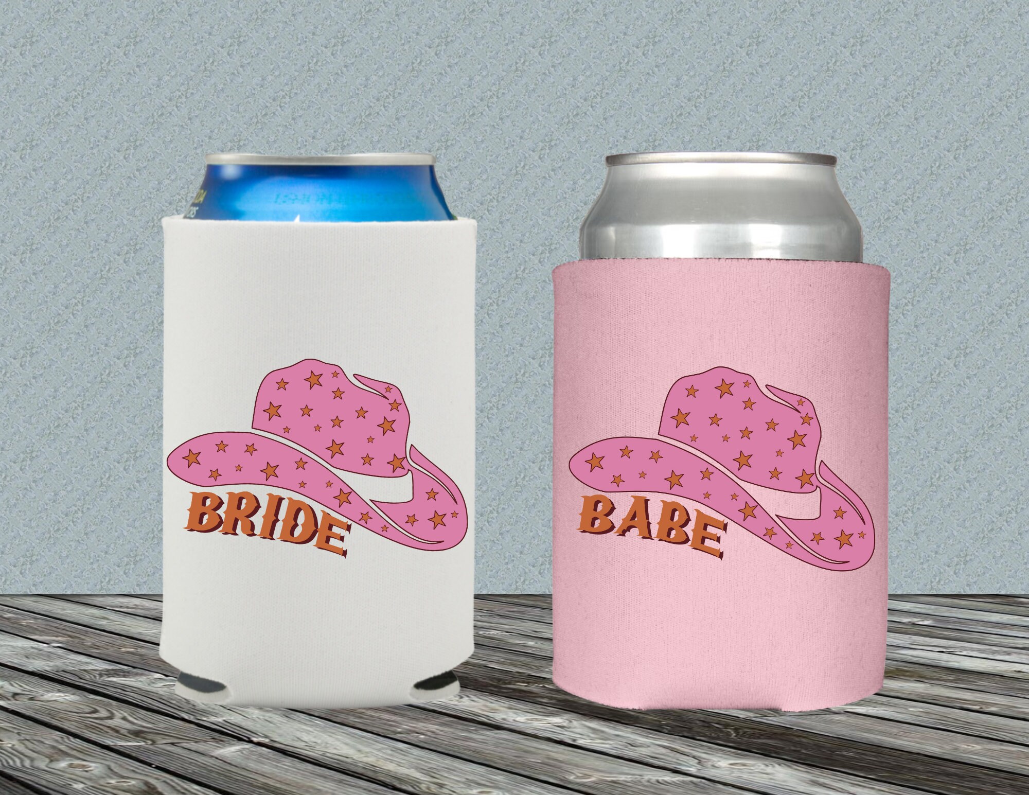 Cowboy Hat Bride/babe Koozies Country Themed Koozies Etsy
