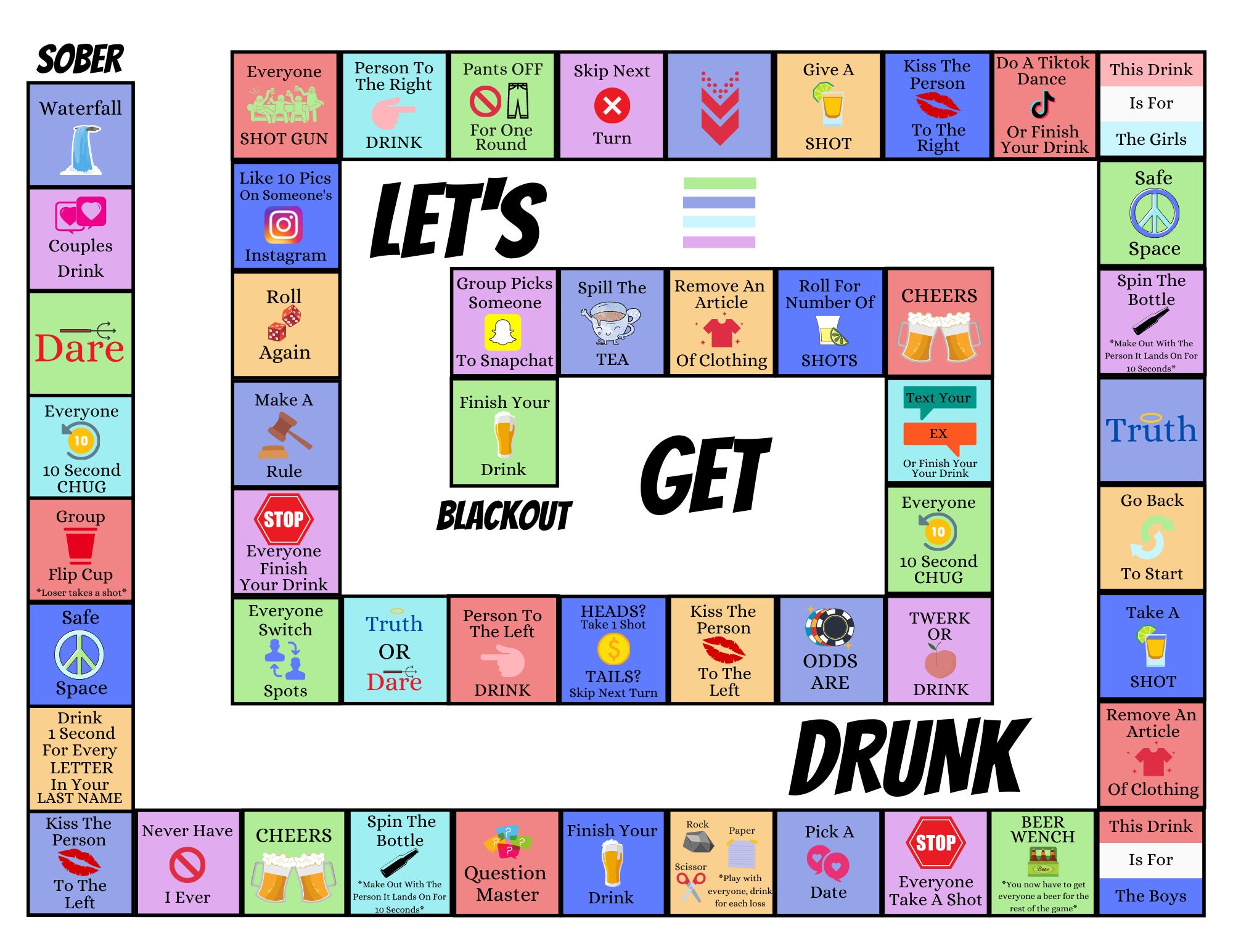 Drinking Board Game DIGITAL DOWNLOAD Etsy