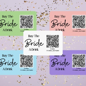 Bachelorette Party QR Code Labels - Party Stickers - Buy The Bride A Drink Labels/Stickers - Thermal Labels - Stickers