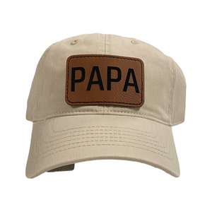 Gorro con parche de cuero PAPA - Gorro con parche de cuero con nombre personalizado - Gorra de béisbol - Regalo del día del padre para el abuelo - Regalo para Pawpaw - Ponga cualquier nombre