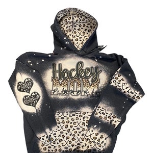 Hockey Mom Bleached Hoodie - Custom Color Hockey hoodie -Hockey Mom Sweatshirt, Bleached Sweatshirt, Hockey Mom Shirt Personalized Hockey
