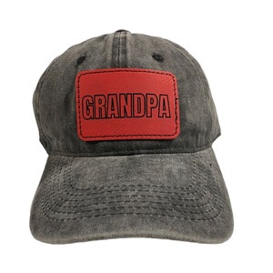 Grandpa leather Patch Hat - Custom Name Leather Patch Hat - Baseball Cap -  Father&#39;s day gift for Grandpa - Gift for Pawpaw