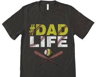 Dad Life Shirt - Dad of Both Softball Baseball Dad T-Shirt -Baller Dad T-Shirt - Baseball Parent Shirt - Dad Baseball Shirt - Softball Shirt