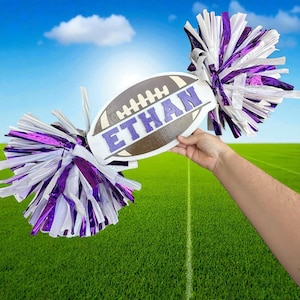 Porrista de fútbol - Letrero con pompón de fútbol - Letreros para el día del partido - Porrista de acrílico personalizada - Letrero con nombre personalizado - Letrero para mamá deportista