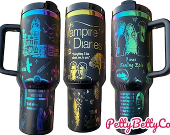 Vampire Series Cup - Book Custom Engraved Cup  - 40oz tumbler with handle - Reading Theme Tumbler