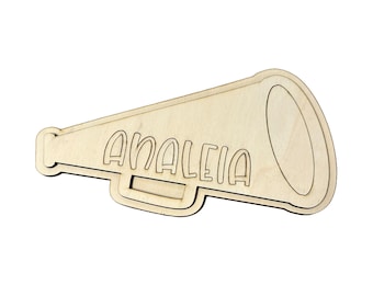Megaphone Wooden Name Cut out and Backer for DIY  Decor Personalized Wooden Name Sign |  Laser Cut Wood Names  Kids Room Wall Art