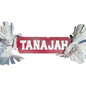 Maroon and White Custom Cheer Stick  -Game Day Signs - Pom Pom Sign - Custom Cheer Stick - Personalized Name Cheer Sign - Pom Pom