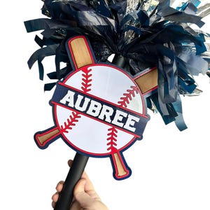 Personalized Baseball Pompom Stick | Original Baseball Pompom Stick | Custom Team Spirit Stick | Optional Cowbell | Baseball Mom Gift image 14