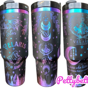Vaso City of Starlight - Vaso grabado - Vaso de 40 oz con asa - Vaso Velaris - To the Stars who Listen