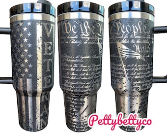 Vaso de veterano - Vaso We The People - Vaso de veterano de EE. UU. - Vaso grabado - Vaso de 40 oz