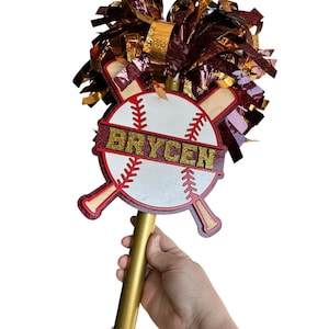 Personalized Baseball Pompom Stick | Original Baseball Pompom Stick | Custom Team Spirit Stick | Optional Cowbell | Baseball Mom Gift image 10