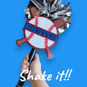 Personalized Baseball Pompom Stick | Original Baseball Pompom Stick | Custom Team Spirit Stick | Optional Cowbell | Baseball Mom Gift image 6