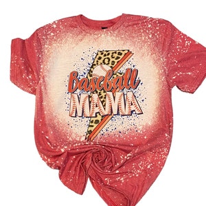 Baseball Mama Shirt - Spieltag T-Shirt - rotes Baseball Shirt - Gebleichtes Baseballshirt - Gebleichtes T-Shirt