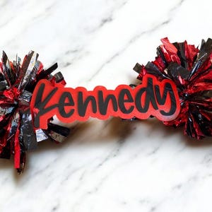 Red Black Cheer Stick - Custom Cheer Stick  -Game Day Signs - Pom Pom Sign - Cheer Stick - Personalized Name Cheer Sign - Sport Mom Sign