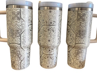 Vaso con mandala - Vaso con mandala con palabras - Vaso con mandala con malas palabras - Vaso grabado para adultos