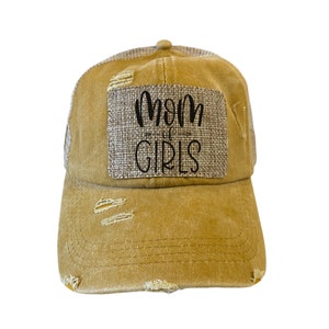 Mom Of Girls Hat - Leopard Hat - Distressed Leopard Cap - High Ponytail Hat - New Mom - Birthday Gift for MAMA- Mom Hat -Gift for Mama