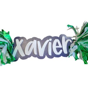 Navy and Green Custom Cheer Stick  -Game Day Signs - Pom Pom Sign - Custom Cheer Stick - Personalized Name Cheer Sign - Pom Poms