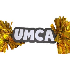 Black White and Gold Custom Cheer Stick  -Game Day Signs - Pom Pom Sign - Custom Cheer Stick - Personalized Name Cheer Sign - Pom Poms