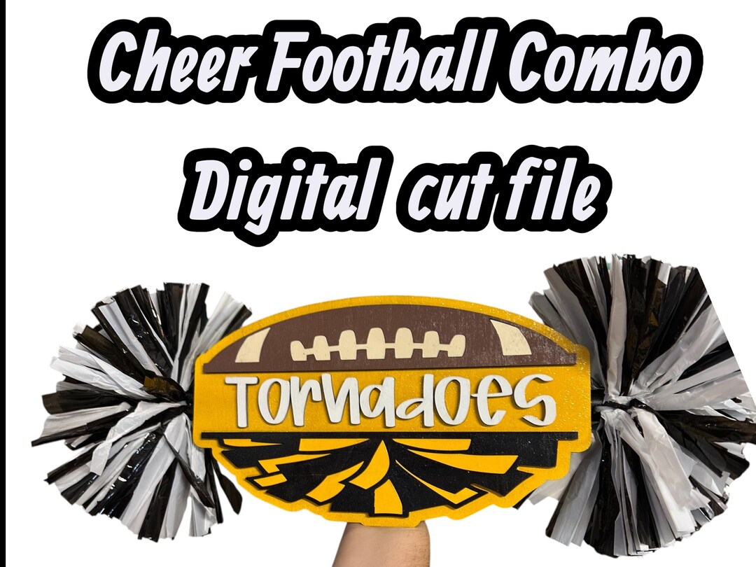 Cheer and Football Cheerstick Combo Design SVG - Image Used to Cut ...