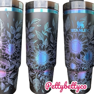 Sunflowers Engraved Tumbler  - engraved Country Tumbler - 40oz tumbler with handle - Custom Tumbler -  Floral Tumbler