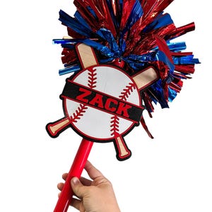 Personalized Baseball Pompom Stick | Original Baseball Pompom Stick | Custom Team Spirit Stick | Optional Cowbell | Baseball Mom Gift image 8