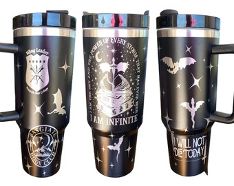 Basgiath Book Club Tumbler- Dragon Book Engraved Tumbler - Booktok Engraved Cup - Custom Engraved Cup  - 40oz tumbler with handle