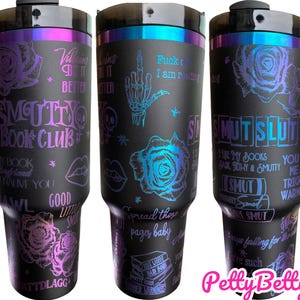 Smutty Book Club Tumbler -  Engraved Cup - Custom Engraved Cup  - 40oz tumbler with handle - Dark Romance Book Theme Tumbler