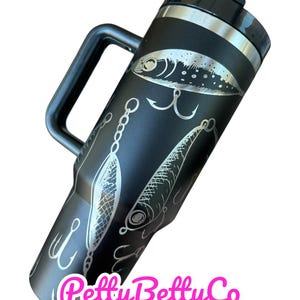 Vaso de pesca personalizado para el Día del Padre, taza de señuelo de pesca personalizada para papá, taza de viaje de pescador de acero inoxidable con aislamiento personalizado de 40 oz