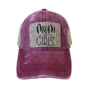 Mom Of Girls Hat - Leopard Hat - Distressed Leopard Cap - High Ponytail Hat - New Mom - Birthday Gift for MAMA- Mom Hat -Gift for Mama