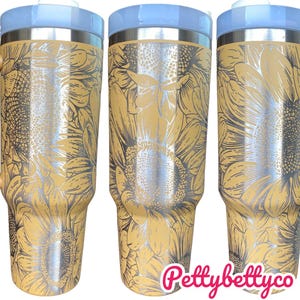 Sunflower tumbler - Yellow Sunflower Cup - Engraved Floral Tumbler - Sun Flower Tumbler - engraved Tumbler - 40oz tumbler