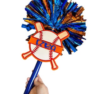 Personalized Baseball Pompom Stick | Original Baseball Pompom Stick | Custom Team Spirit Stick | Optional Cowbell | Baseball Mom Gift image 17