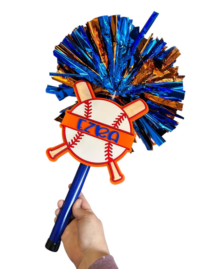 Personalized Baseball Pompom Stick | Original Baseball Pompom Stick | Custom Team Spirit Stick | Optional Cowbell | Baseball Mom Gift image 17