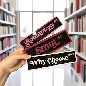 Bookish Street Sign Decor | Book Genre Shelf Signs | Fantasy Romance Dark Romance Smut | Wooden Bookshelf Decor | Reader Gift Book Nook Deco