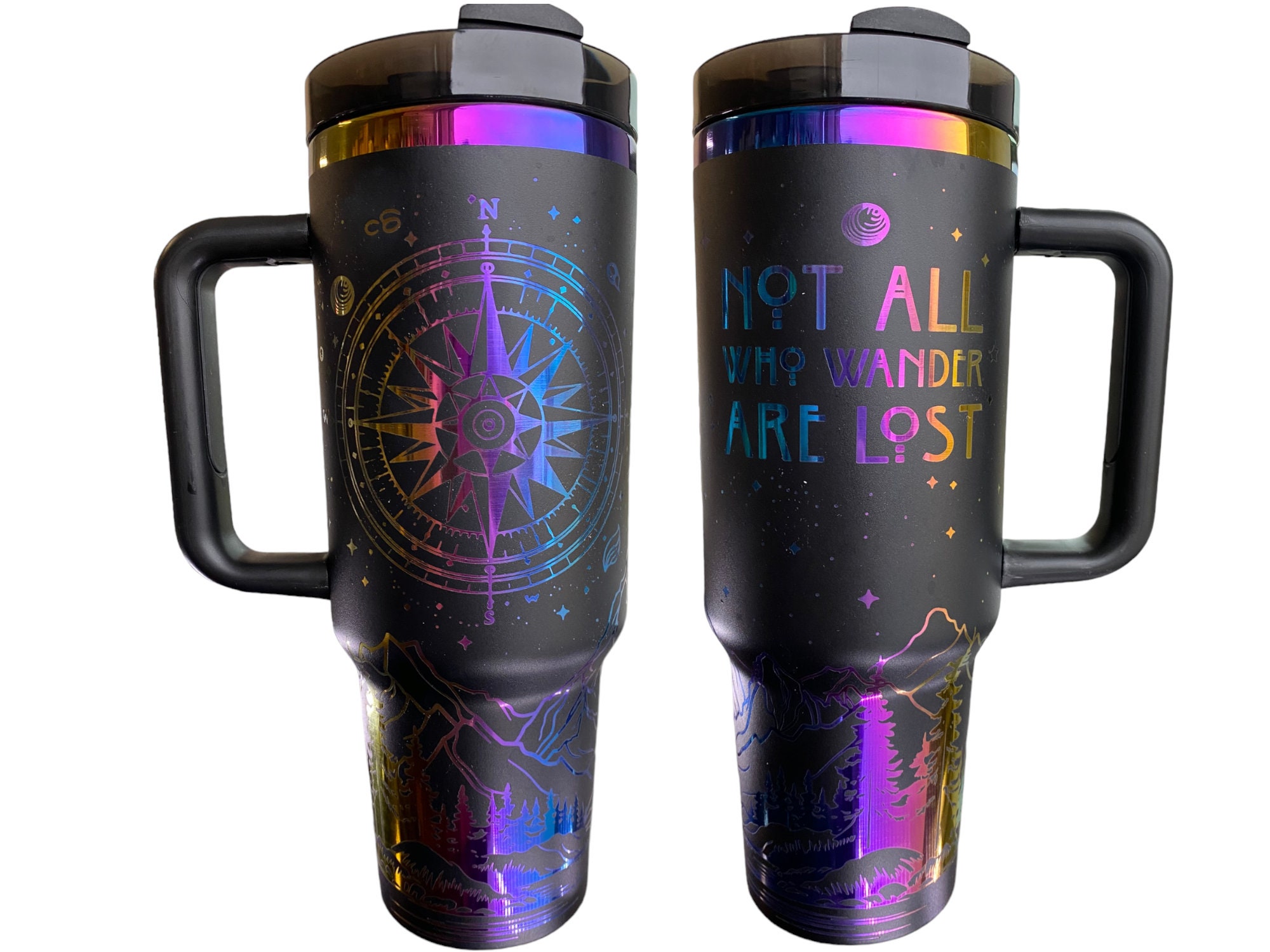 Books and Coffee Engraved Cup - I'm all Booked Custom Engraved Tumbler - 40oz Insulated Drinking Cup with Handle - Perfect Gift for Readers, Coffee Lovers