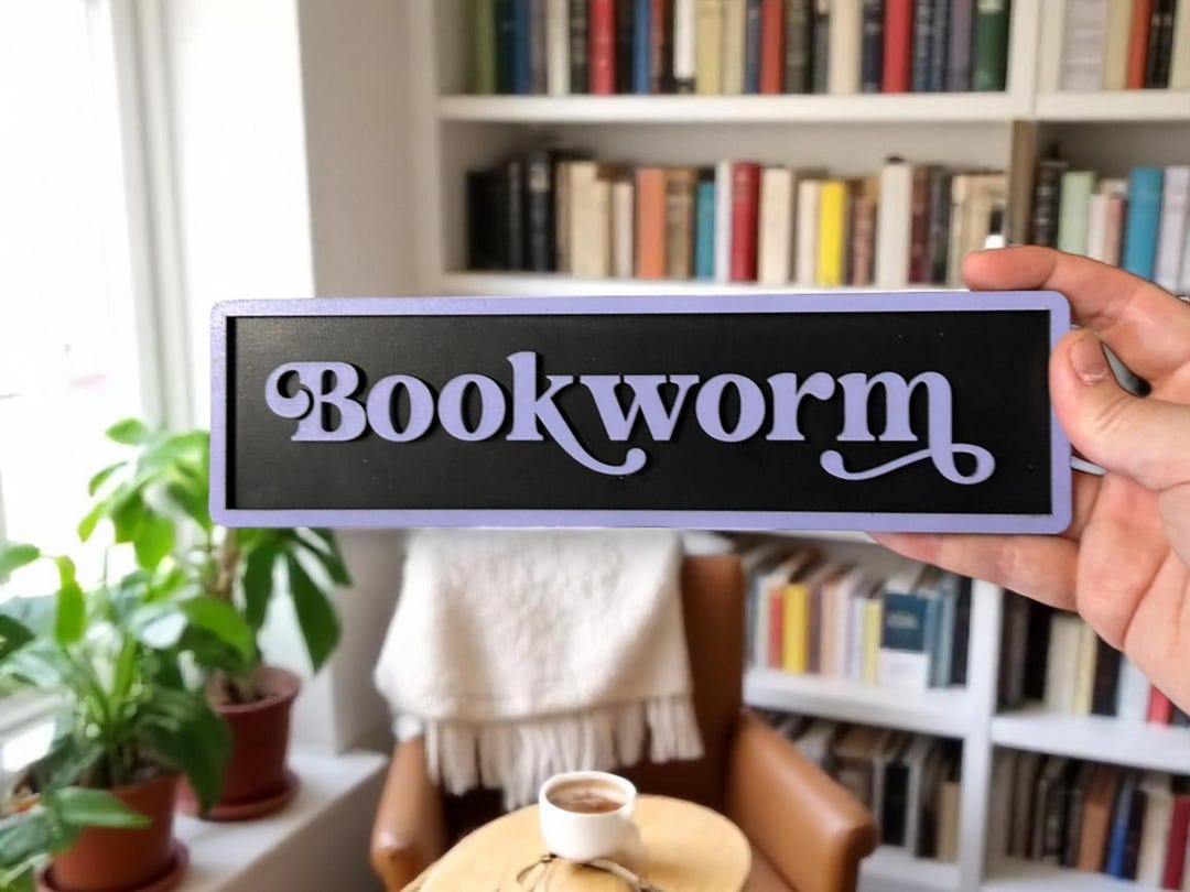Bookworm Sign | Custom Library Decor | Book Lover Wall Art | Reading ...