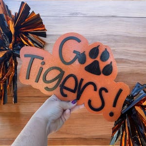 Go Tigers Custom Cheer Stick  -Game Day Signs - Pom Pom Sign - Custom Cheer Stick - Personalized Name Cheer Sign - Pom Poms