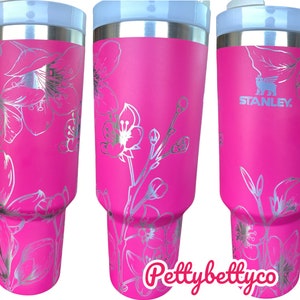 Cherry Blossom Engraved tumbler - Floral Tumbler - Cherry FlowerTumbler - engraved Tumbler - 40oz tumbler