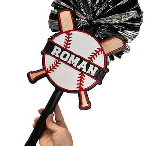 Personalized Baseball Pompom Stick | Original Baseball Pompom Stick | Custom Team Spirit Stick | Optional Cowbell | Baseball Mom Gift image 18